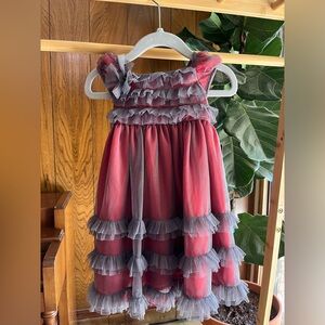 NWT Isobella &Chloe Celine Red Cap Sleeve Layered Dress